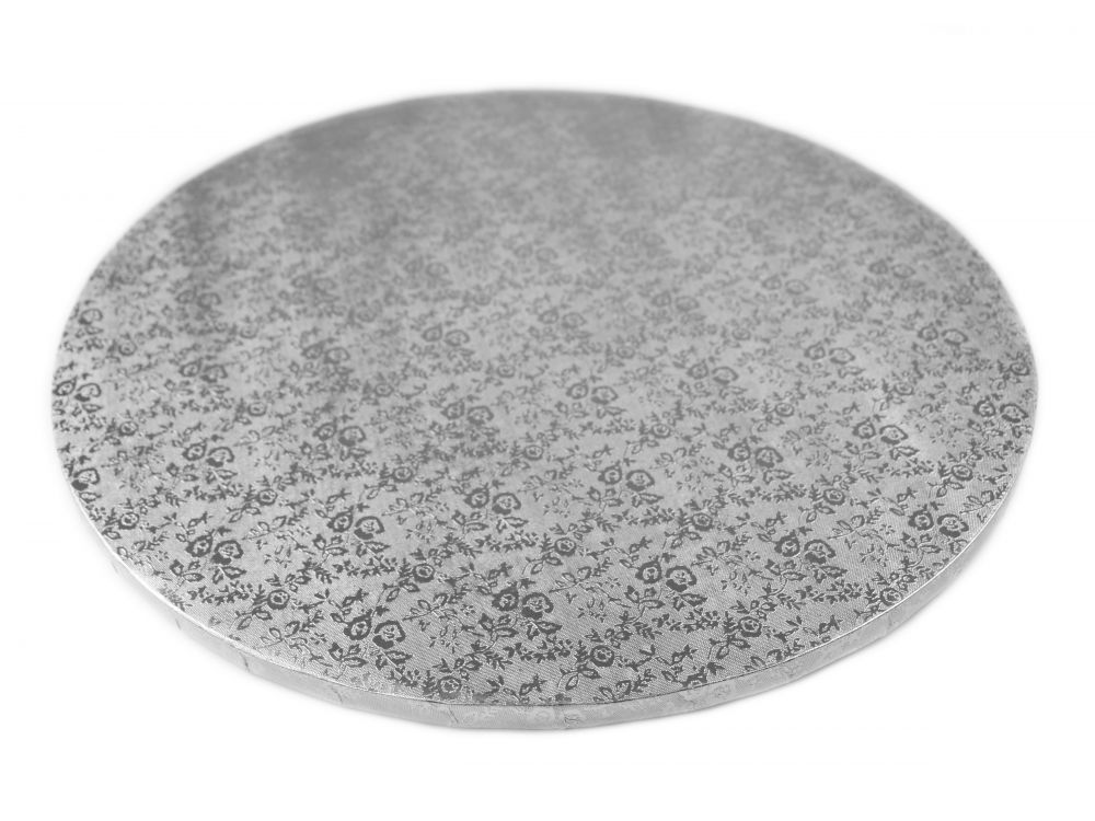 Cake board, round - Modecor - silver, 25 cm