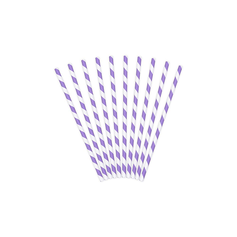 Paper straws - PartyDeco - purple, 19.5 cm, 10 pcs.