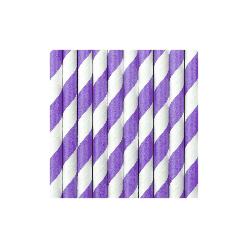 Paper straws - PartyDeco - purple, 19.5 cm, 10 pcs.