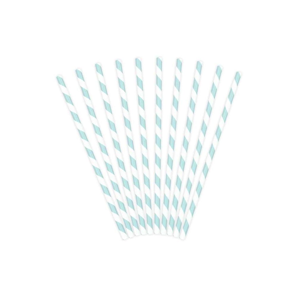Paper straws - PartyDeco - blue, 19.5 cm, 10 pcs.