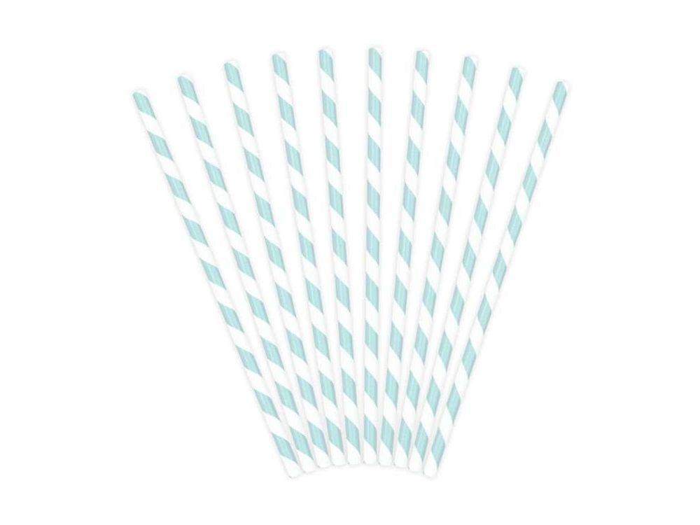 Paper straws - PartyDeco - blue, 19.5 cm, 10 pcs.