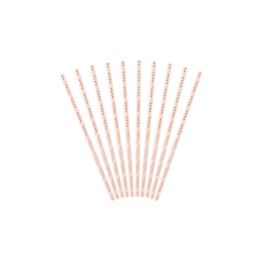 Paper straws - PartyDeco - pink, 19.5 cm, 10 pcs.