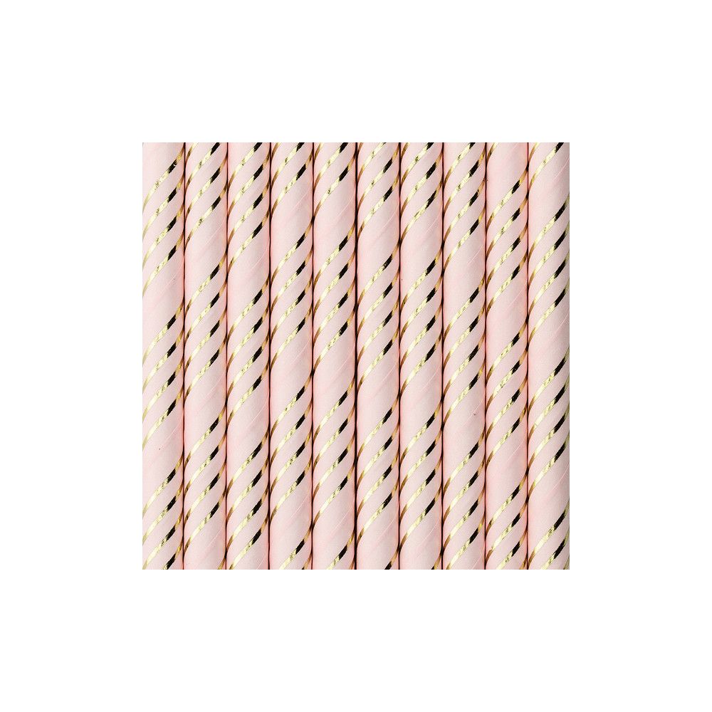 Słomki papierowe - PartyDeco - różowe, 19,5 cm, 10 szt.