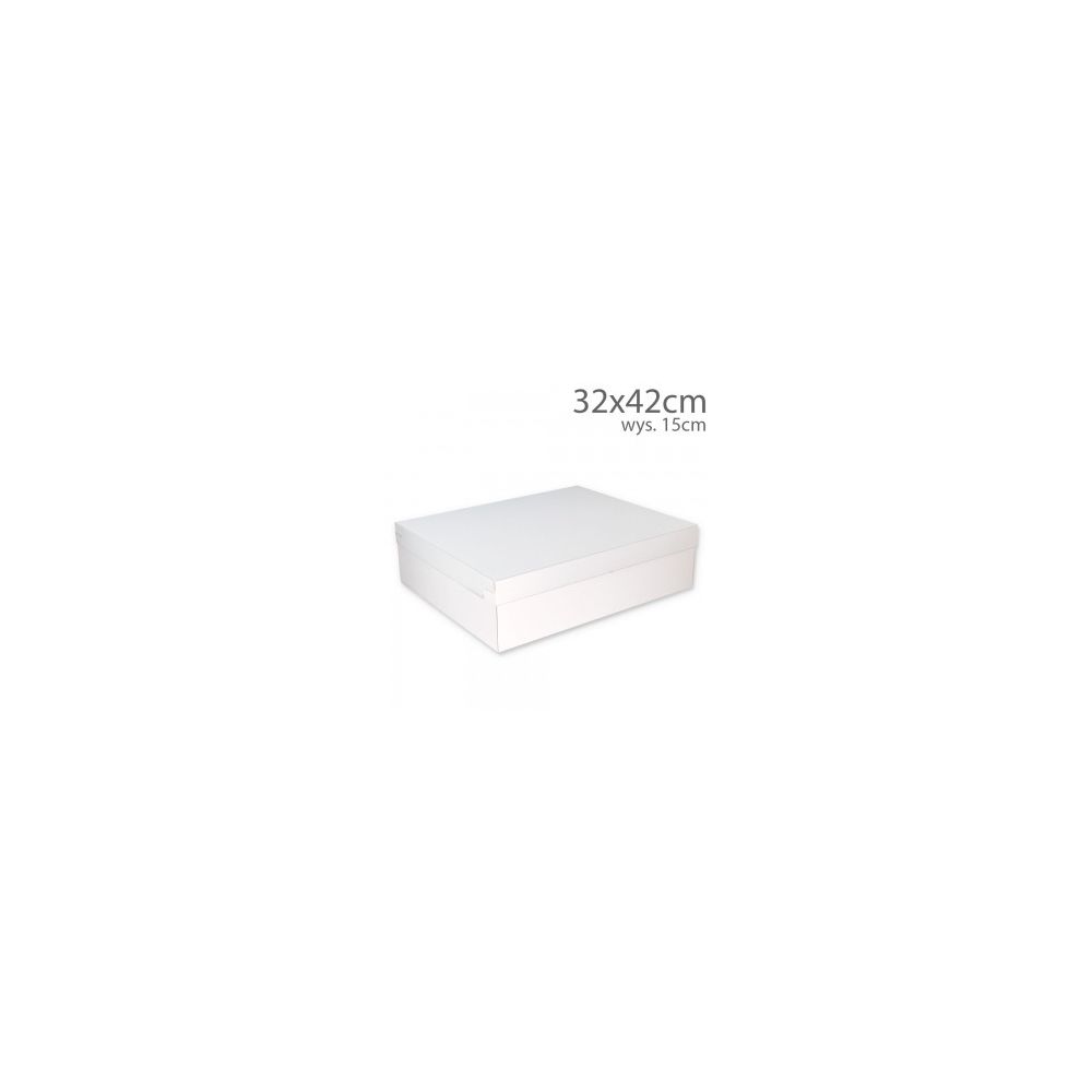 Cake box with a lid - white, 32 x 42 x 15 cm