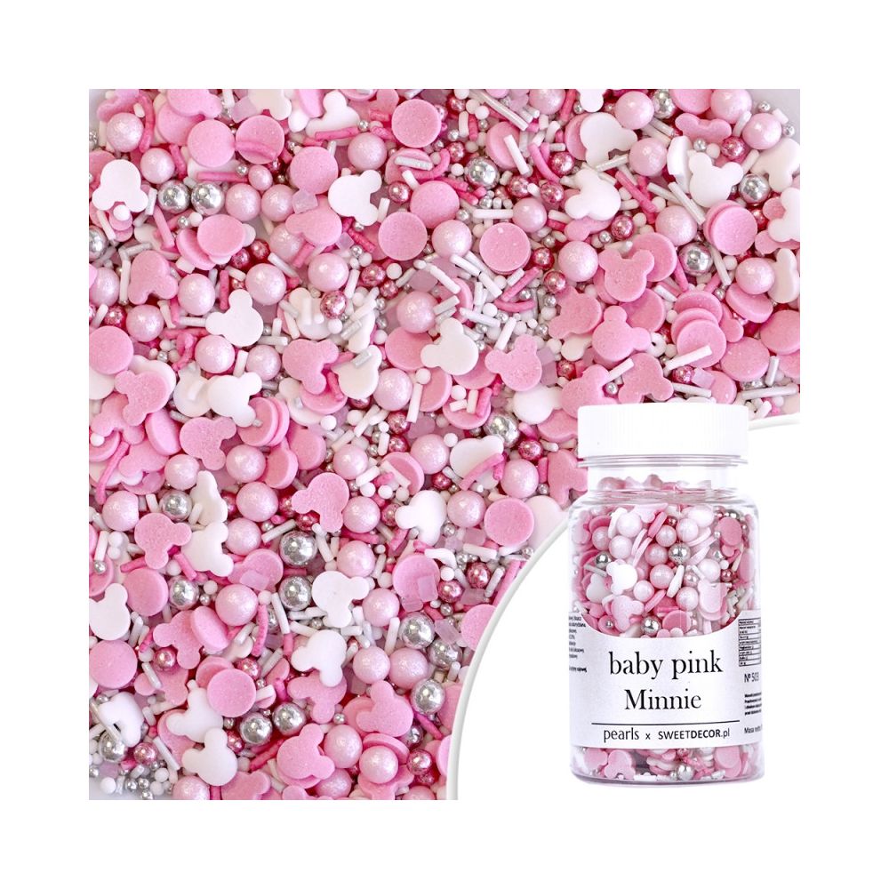 Sugar sprinkles - Mini Mouse, pink, 70 g