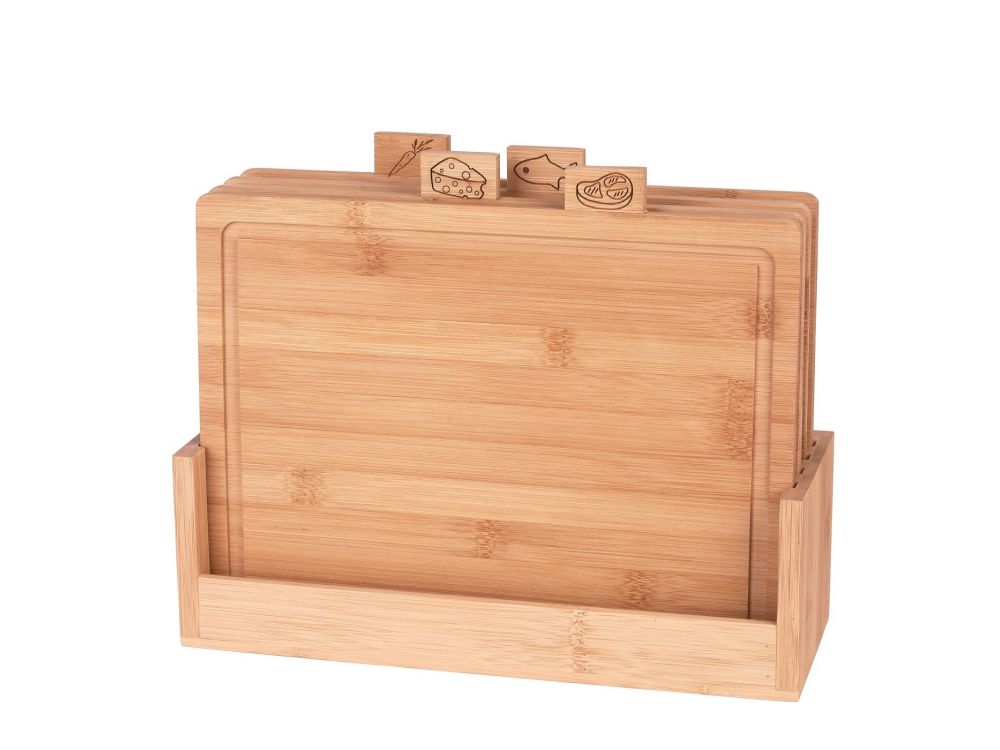 Set of bamboo cutting boards in a stand - Konighoffer - 4 pcs