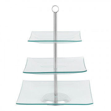 3-tier glass cake stand - Tadar - squared, 20 x 25 x 29 cm