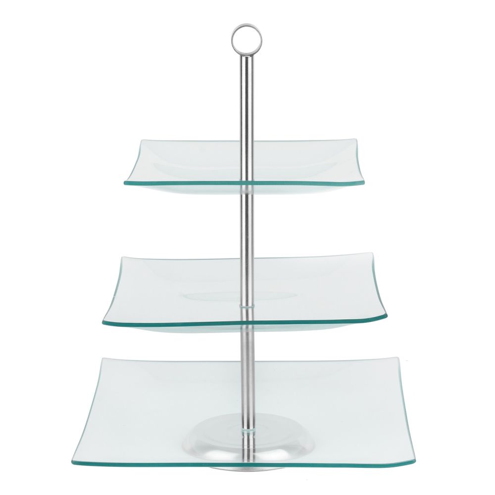 Patera szklana 3-poziomowa - Tadar - kwadratowa, 20 x 25 x 29 cm