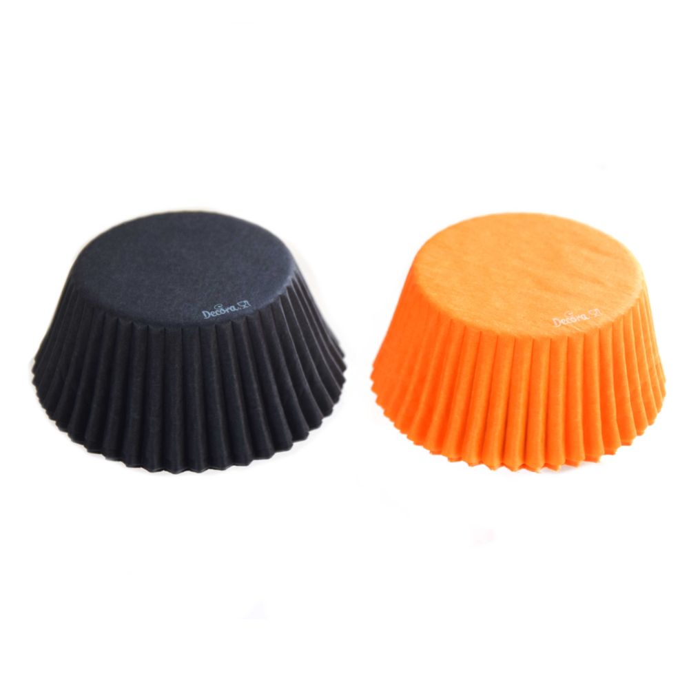 Baking cups - Decora - black and orange, 50 x 32 mm, 75 pcs.