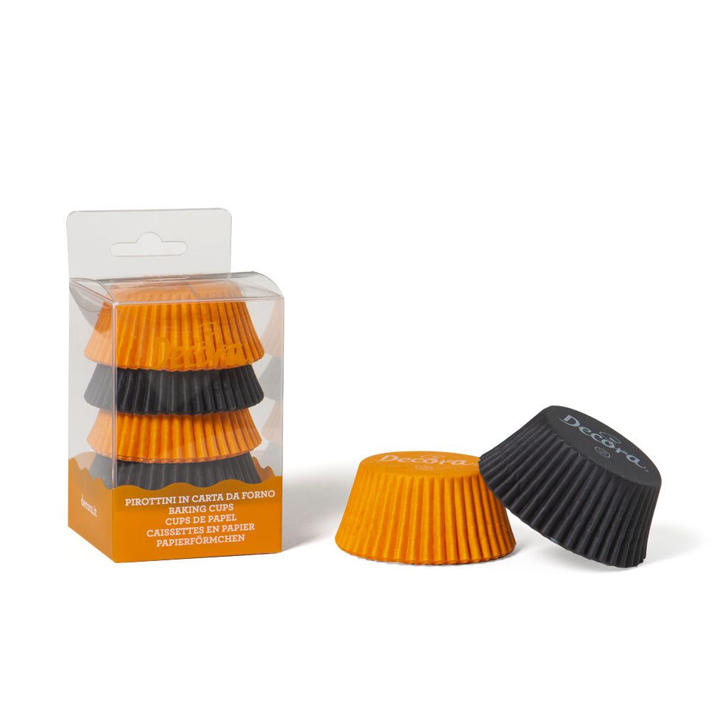 Baking cups - Decora - black and orange, 50 x 32 mm, 75 pcs.