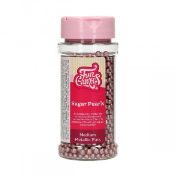 Sugar sprinkles, pearls - FunCakes - medium, metallic pink, 80 g