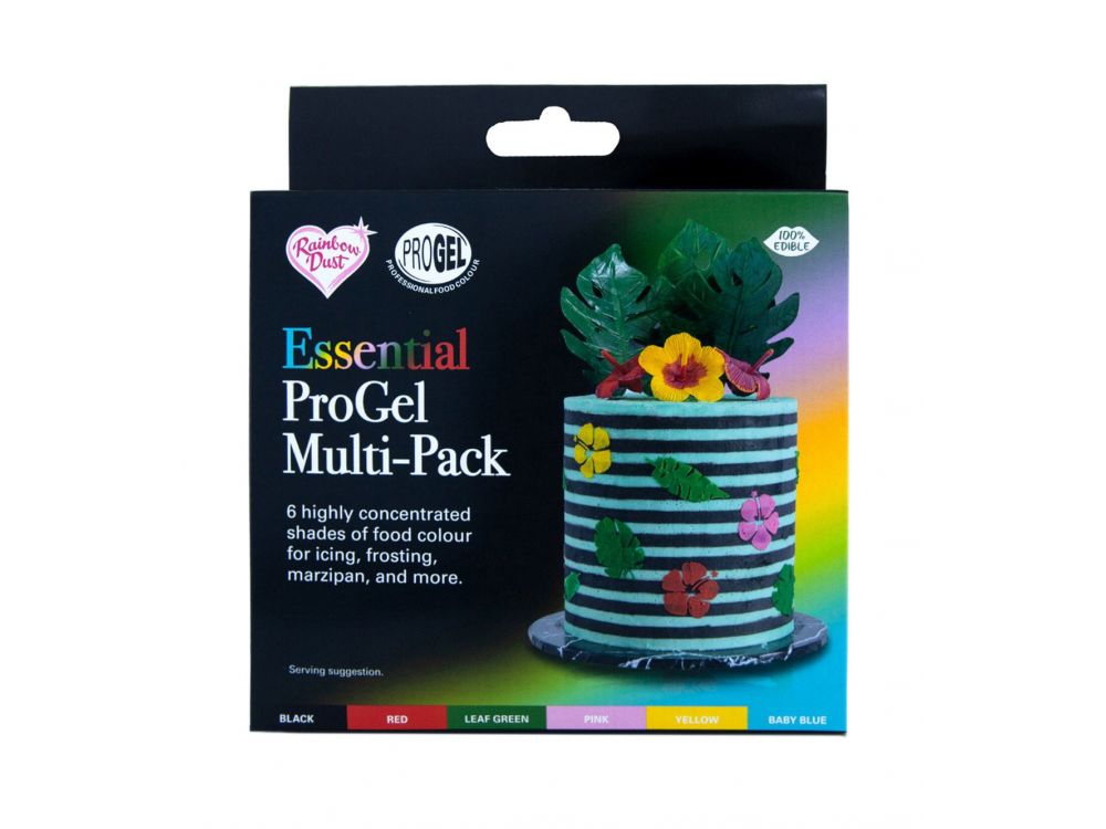 Zestaw barwników spożywczych ProGel - Rainbow Dust - podstawowe kolory, 6 x 25 g