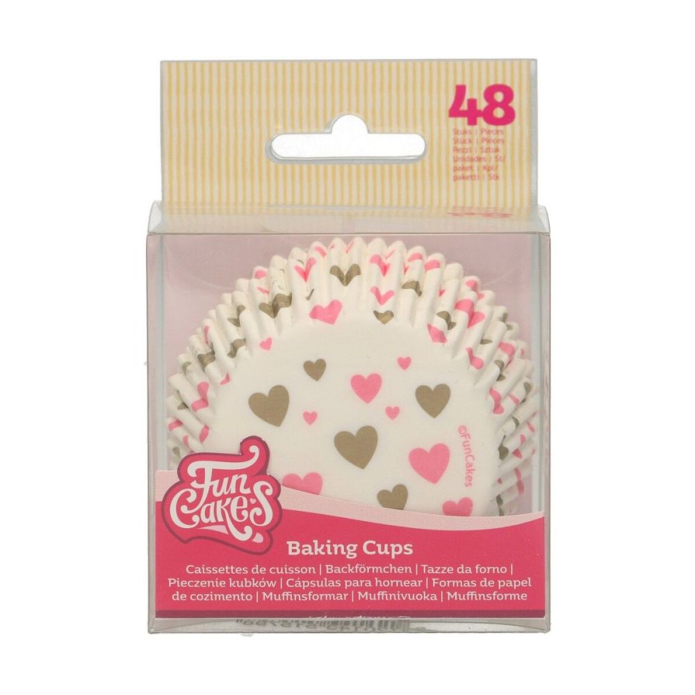 Muffin cases - FunCakes - hearts, 48 pcs.