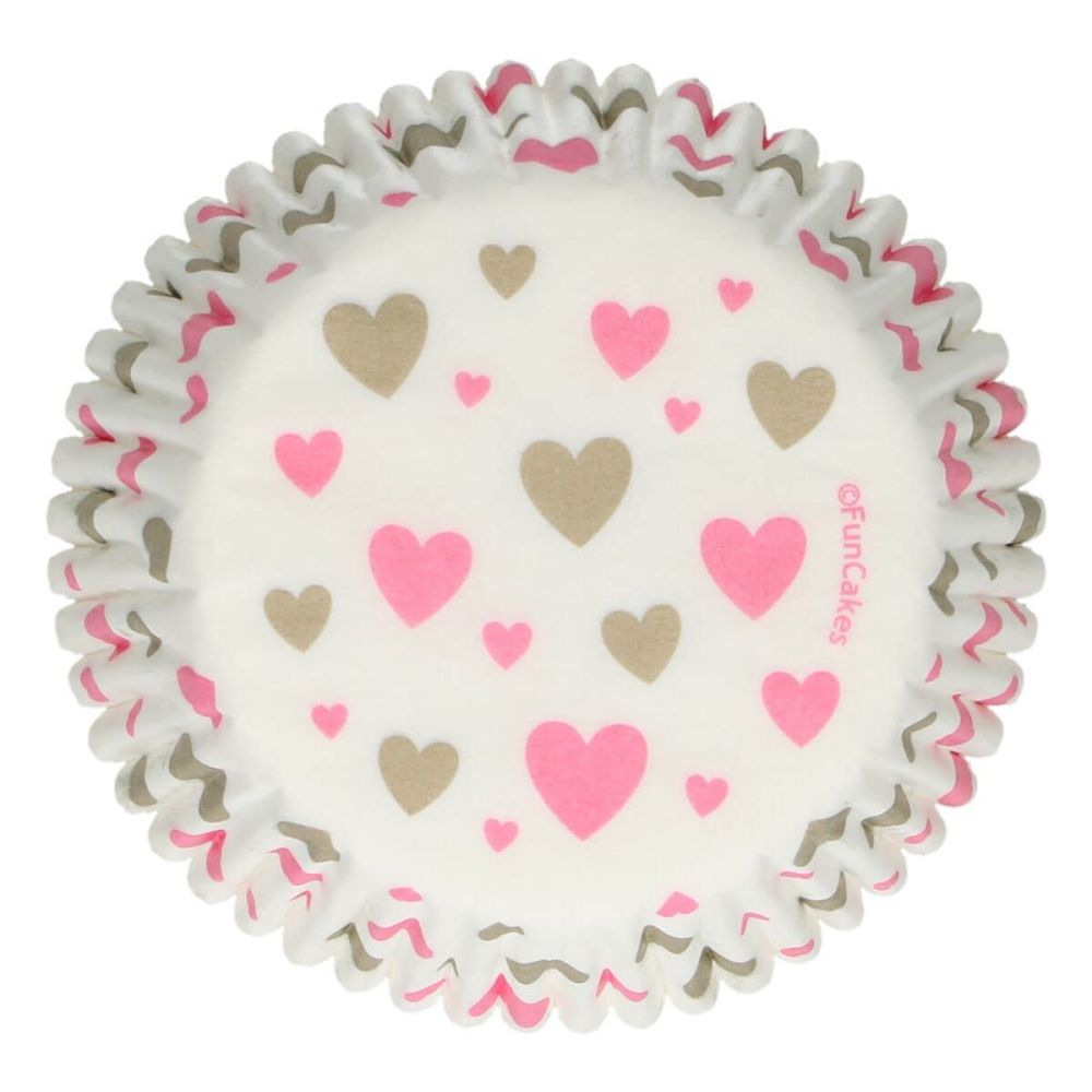 Muffin cases - FunCakes - hearts, 48 pcs.