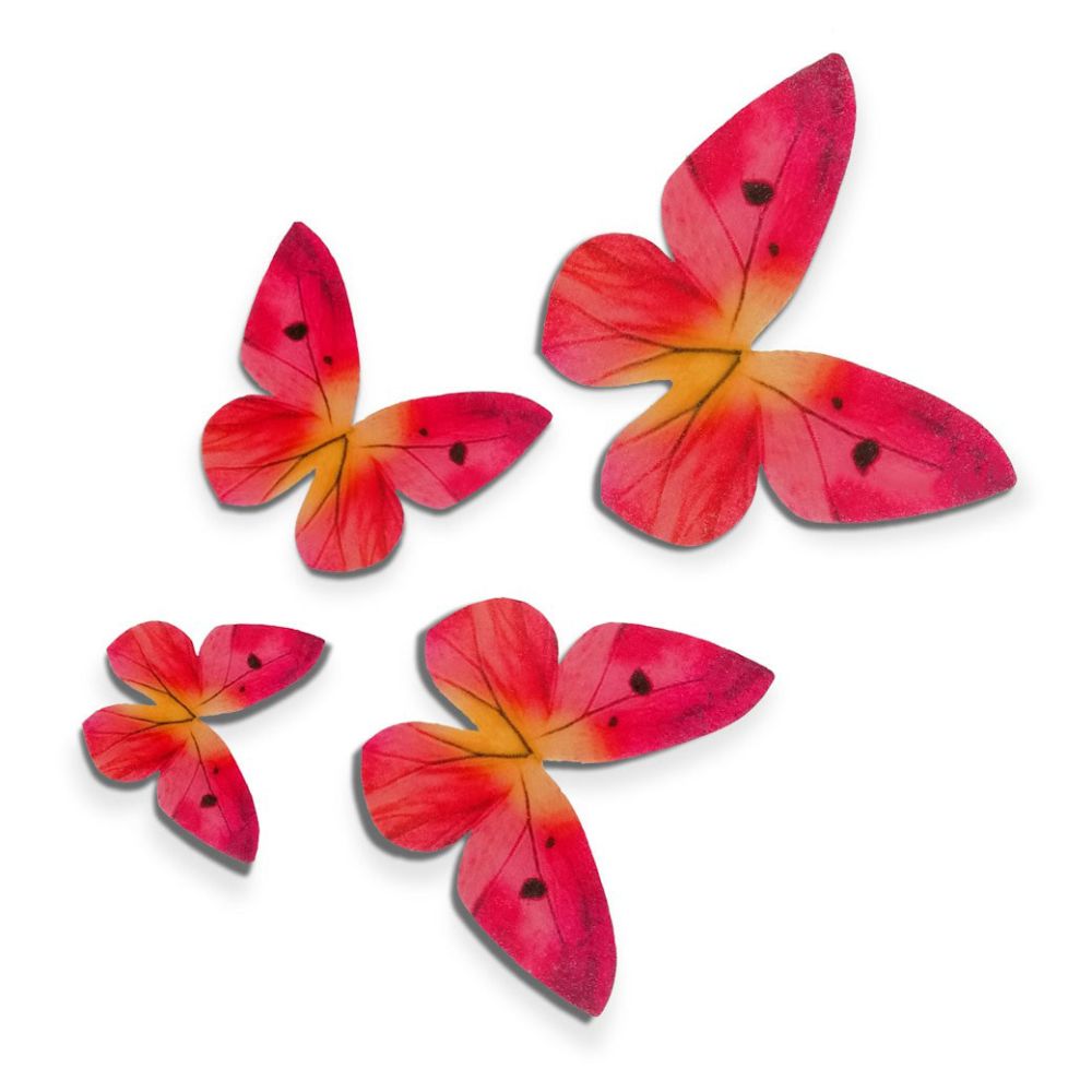 Motylki opłatkowe - Rose Decor - 3D, różowe, 8 szt.