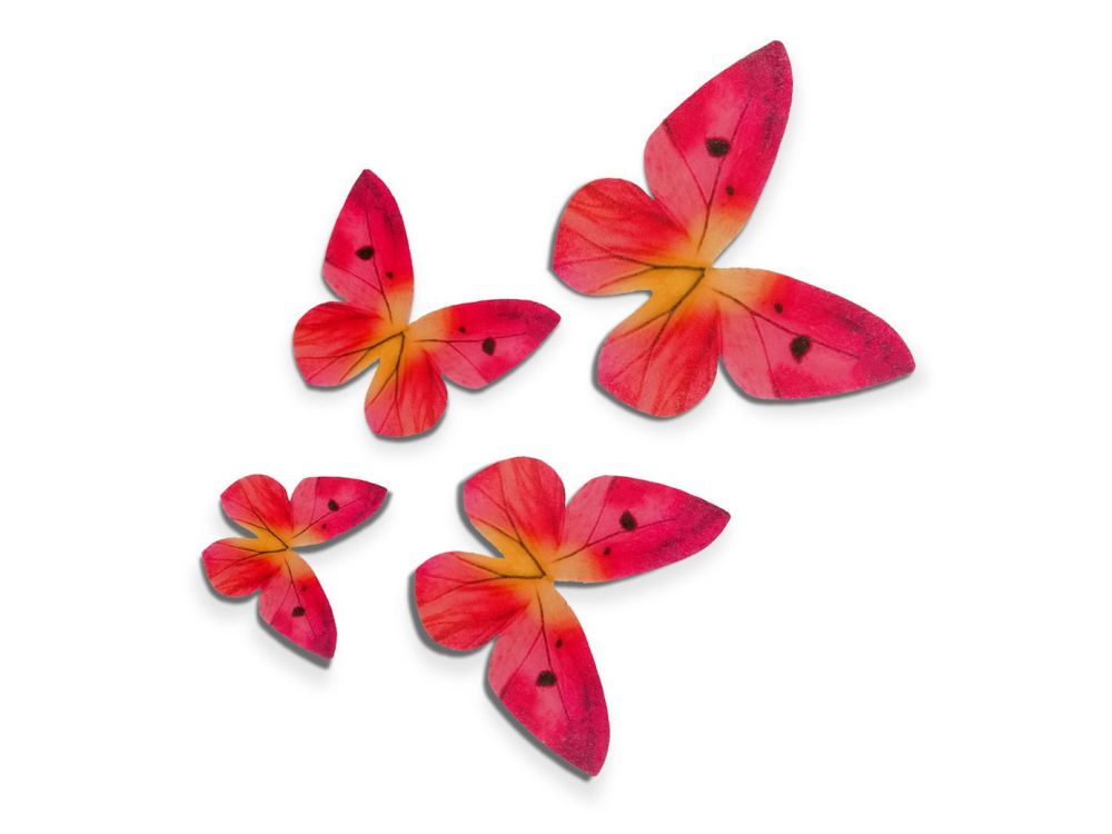 Motylki opłatkowe - Rose Decor - 3D, różowe, 8 szt.