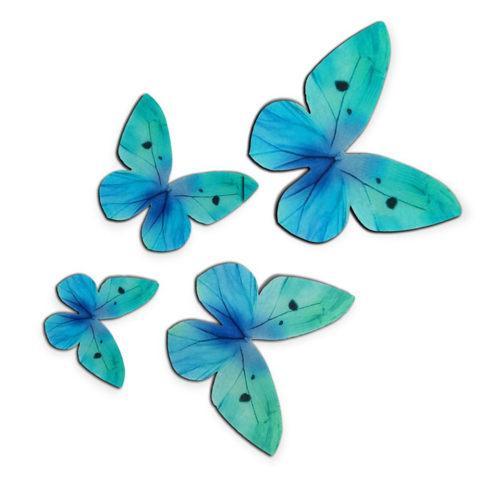 Motylki opłatkowe - Rose Decor - 3D, turkusowe, 8 szt.