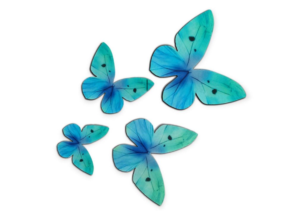 Motylki opłatkowe - Rose Decor - 3D, turkusowe, 8 szt.