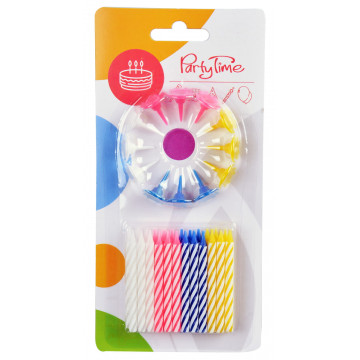 Birthday candles - Party Time - thick, colorful mix, 24 pcs.
