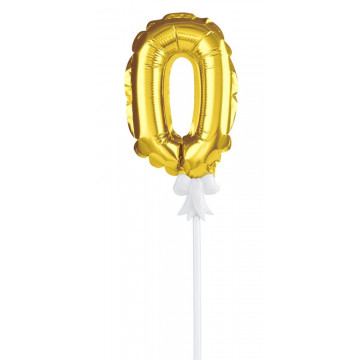 Birthday cake balloon - Party Time - number 0, gold, 12.5 cm
