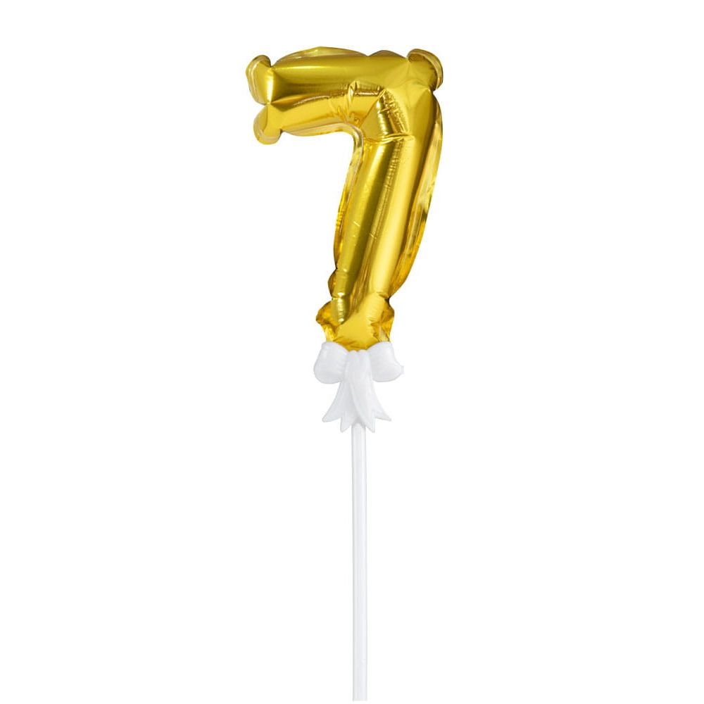 Balonik urodzinowy na tort - Party Time - liczba 7, złoty, 12,5 cm
