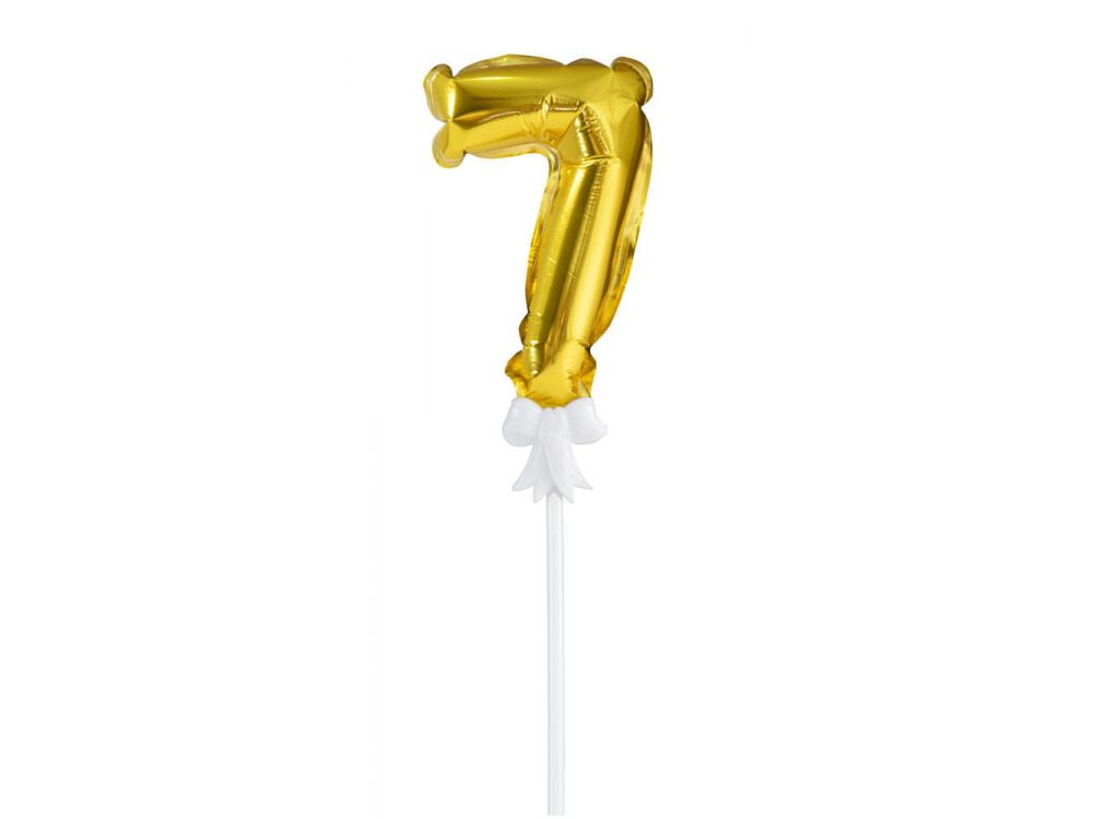 Balonik urodzinowy na tort - Party Time - liczba 7, złoty, 12,5 cm