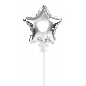 Birthday cake balloon - Party Time - star, silver, 12.5 cm