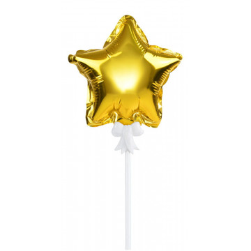 Birthday cake balloon - Party Time - star, gold, 12.5 cm