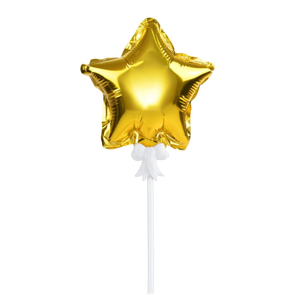 Balonik urodzinowy na tort - Party Time - gwiazdka, złota, 12,5 cm