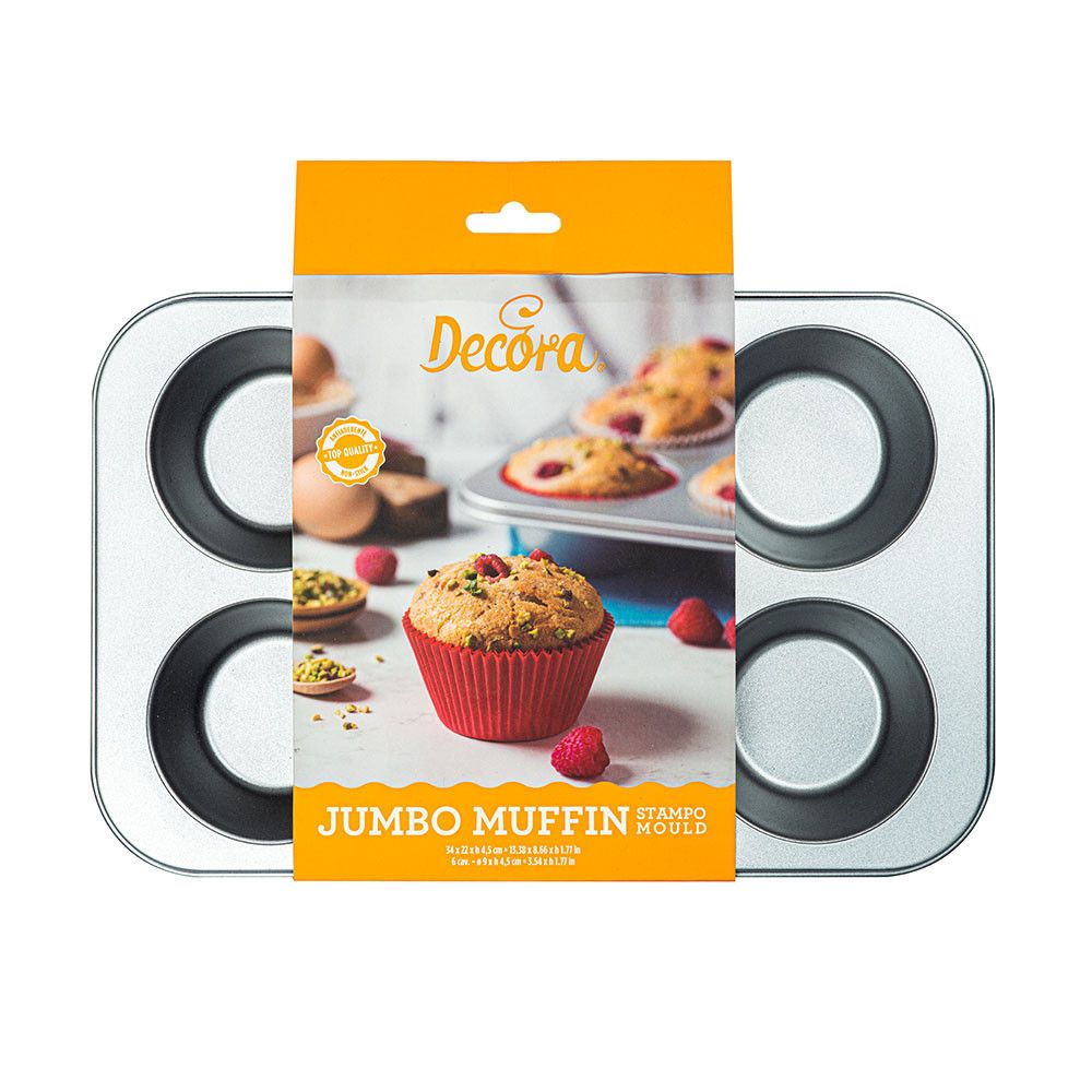 Jumbo muffin mould - Decora - 34 x 22 x 4,5 cm, 6 muffins