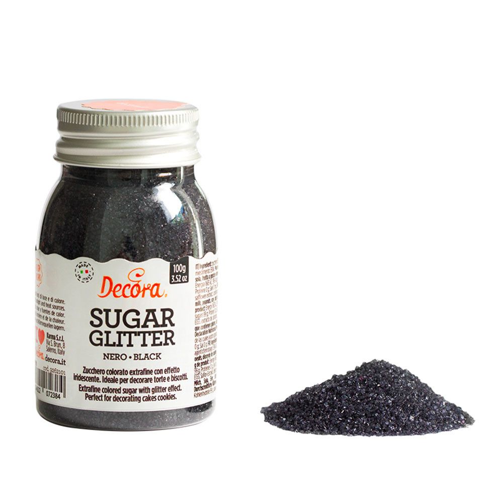 Posypka cukrowa - Decora - czarna, brokatowa, 100 g