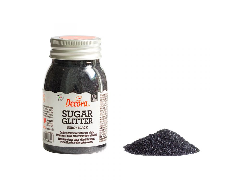 Sugar glitter sprinkles - Decora - black, 100 g