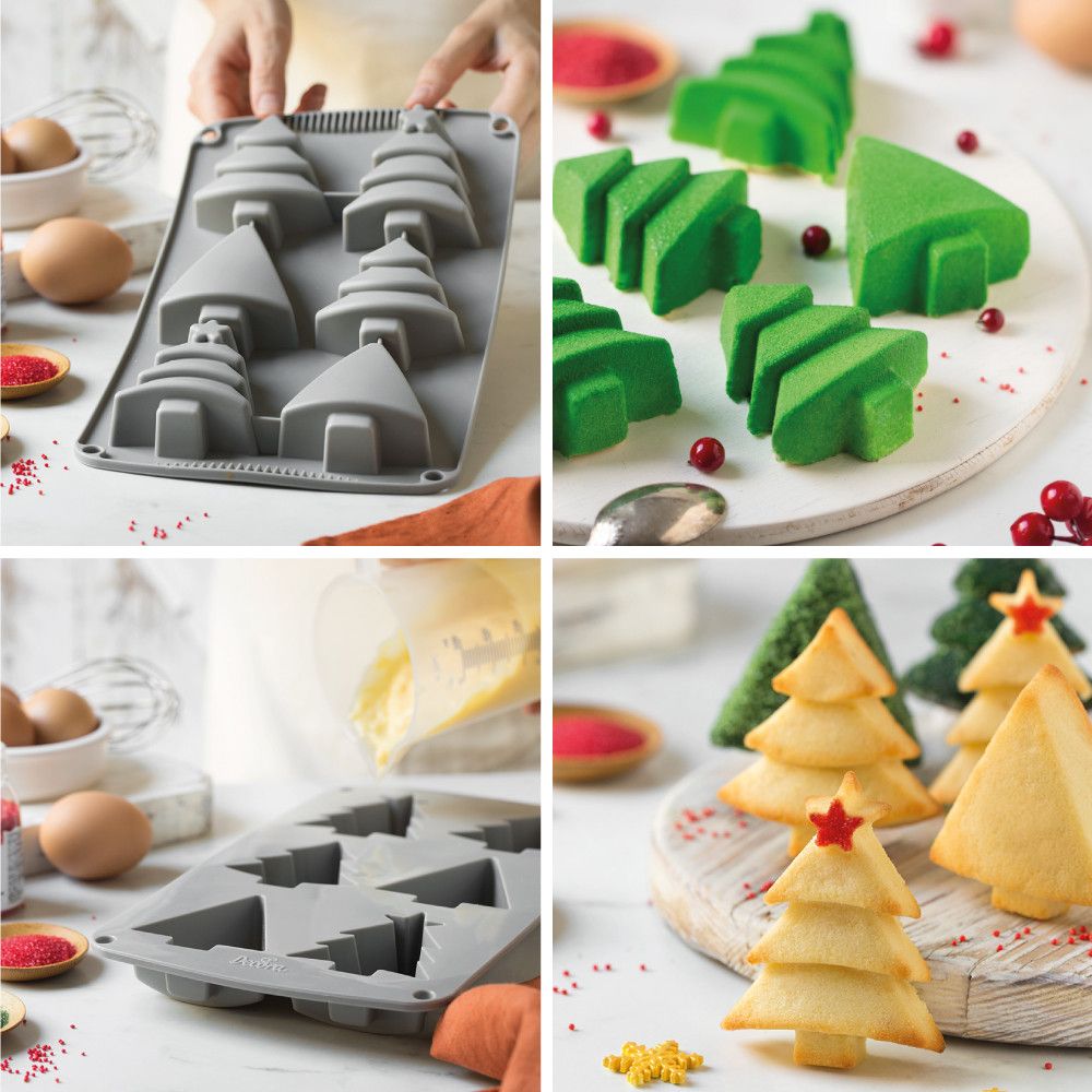 Silicone mold for muffins - Decora - Christmas Trees, 6 pcs.
