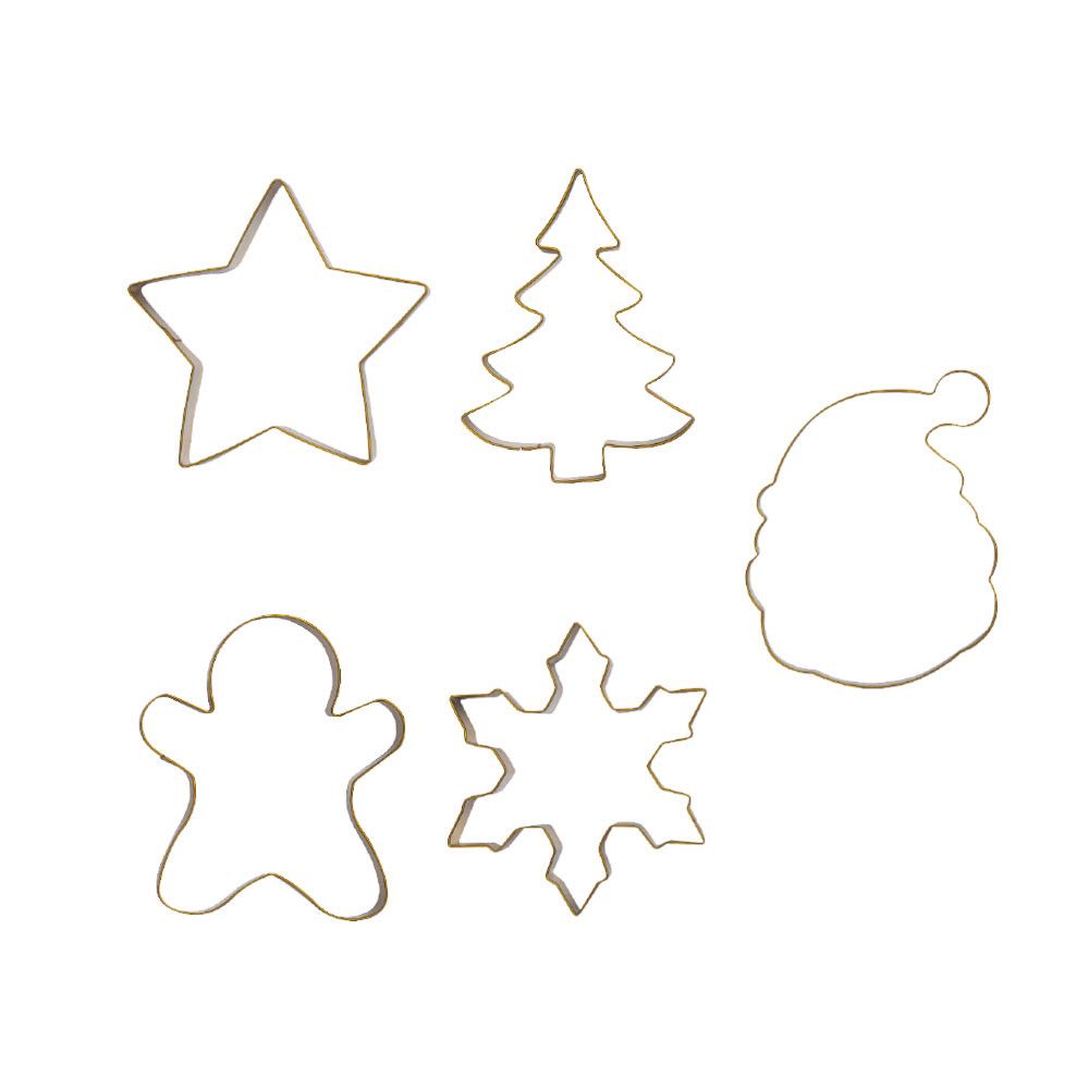 Zestaw świątecznych wykrawaczek do ciastek - Decora - Christmas Gold, 5 szt.