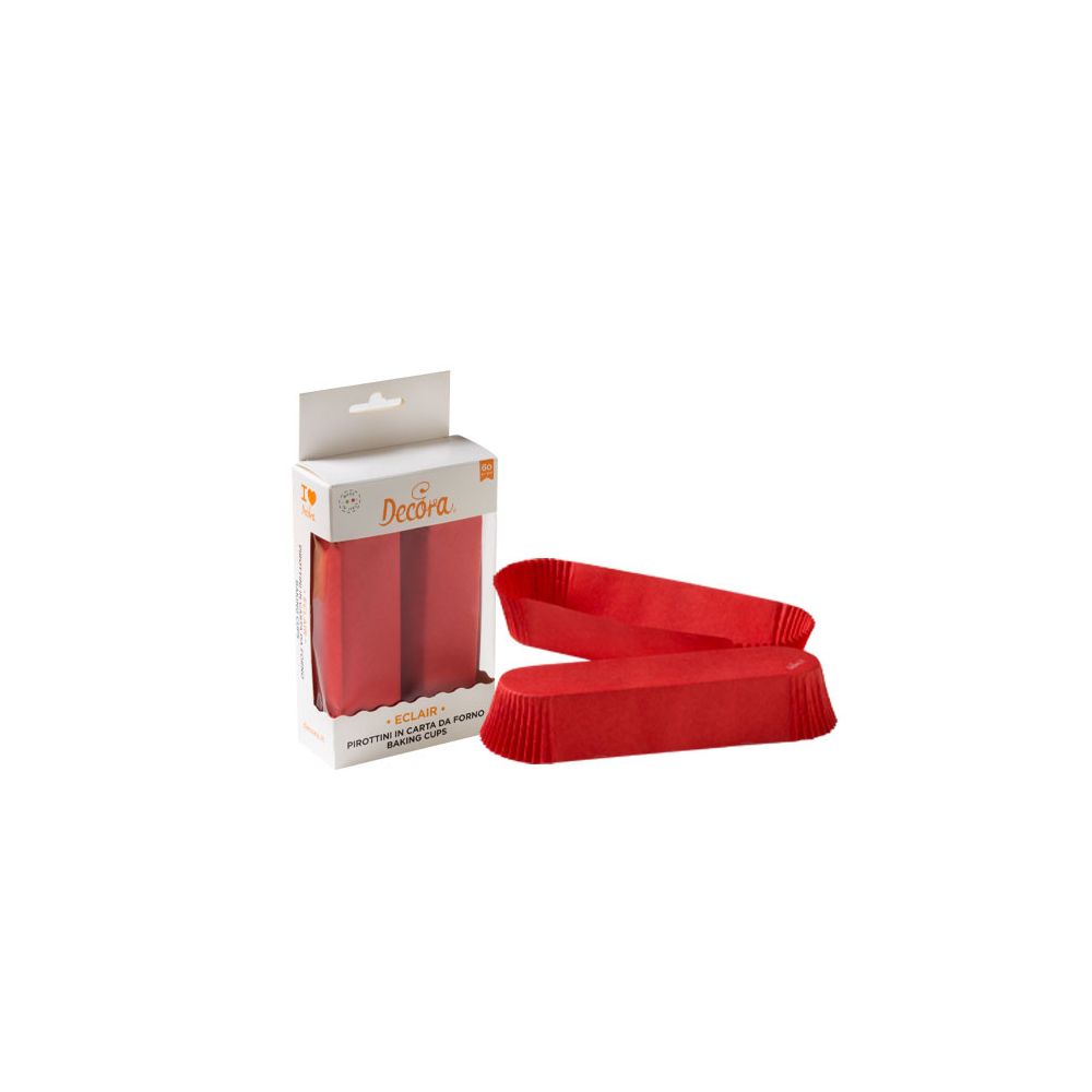 Eclair paper cups - Decora - red, 135 x 28 mm, 60 pcs.