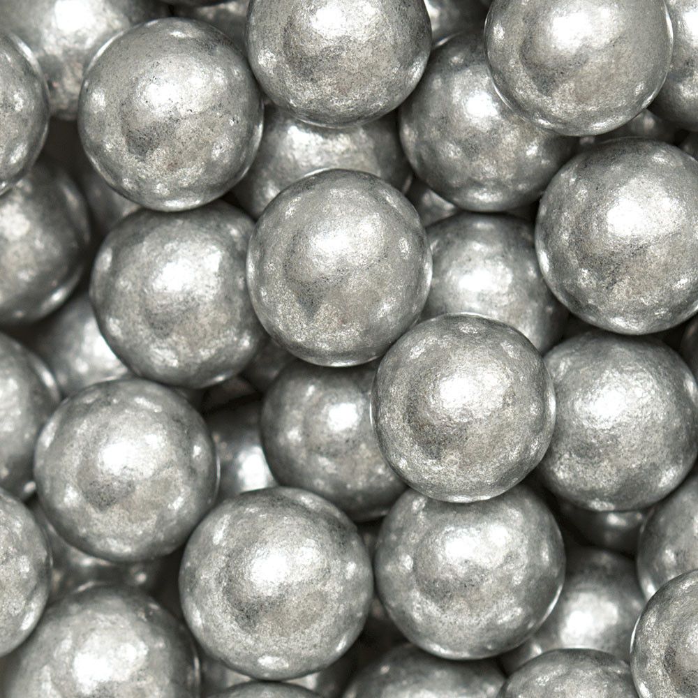 Sugar sprinkles, pearls - Decora - silver, 8 mm, 100 g