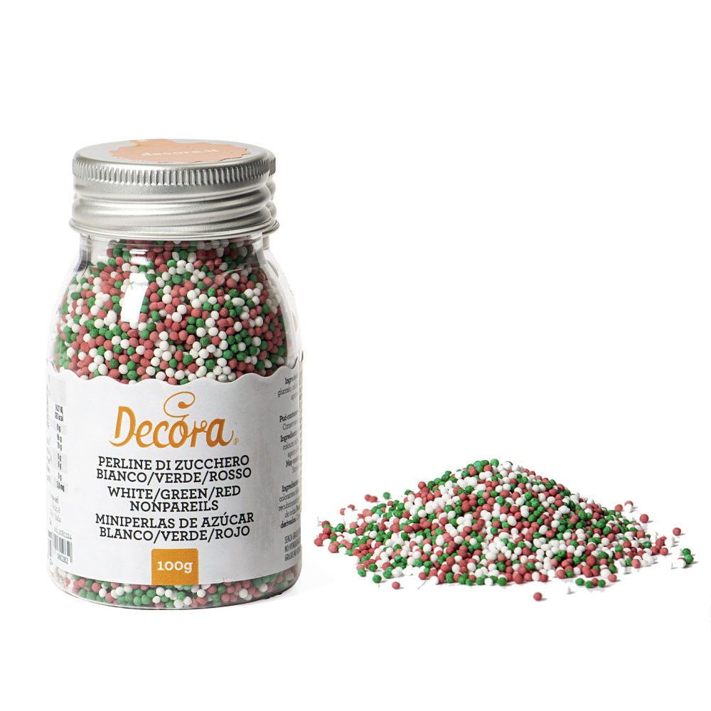 Sugar sprinkles, pearls - Decora - Christmas mix, 1,5 mm, 100 g