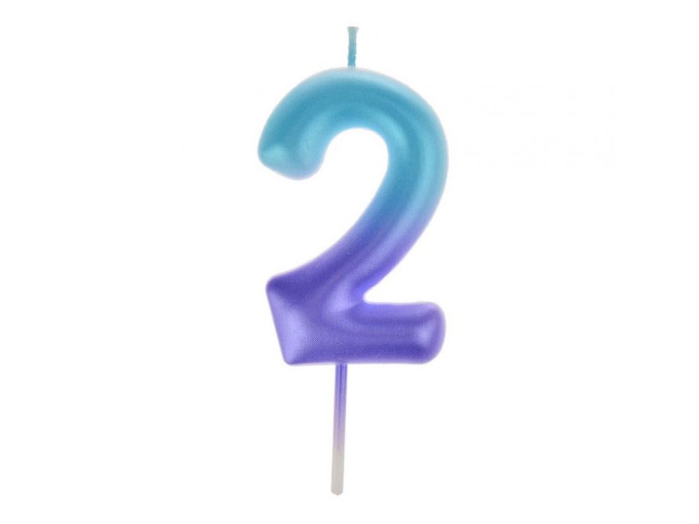 Świeczka urodzinowa cyferka 2 - Party Time - ombre