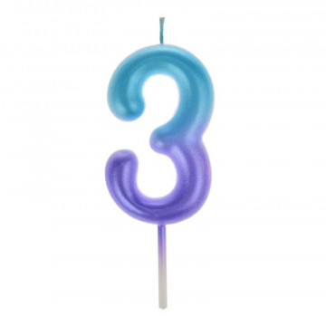 Birthday Candle number 3 - Party Time - ombre