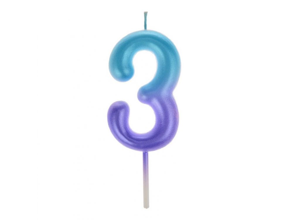 Świeczka urodzinowa cyferka 3 - Party Time - ombre