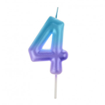 Birthday Candle number 4 - Party Time - ombre