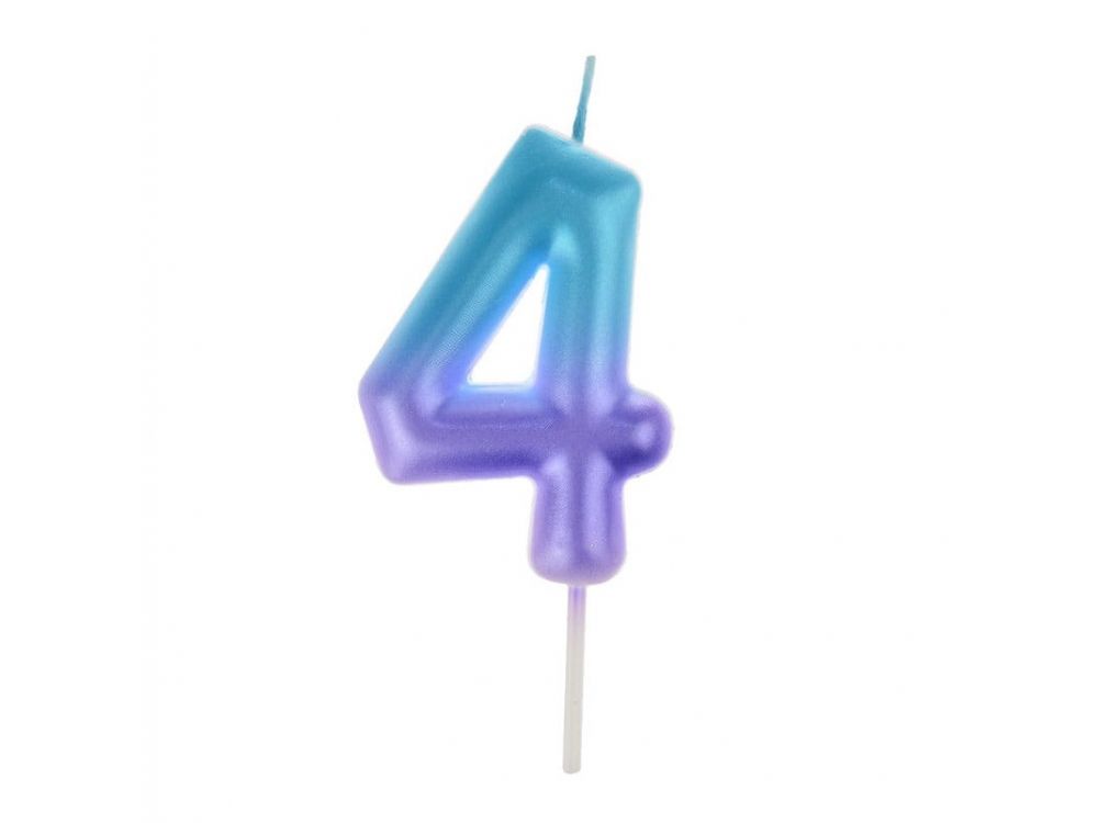 Birthday Candle number 4 - Party Time - ombre