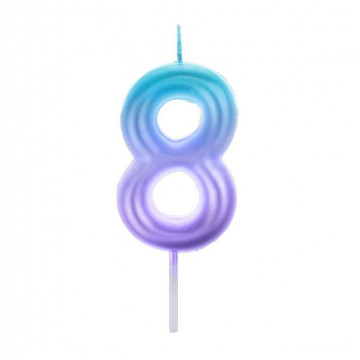 Birthday Candle number 8 - Party Time - ombre