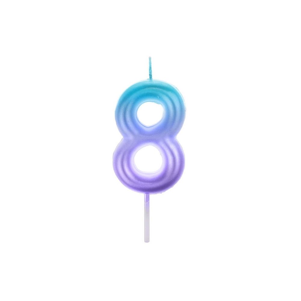 Birthday Candle number 8 - Party Time - ombre