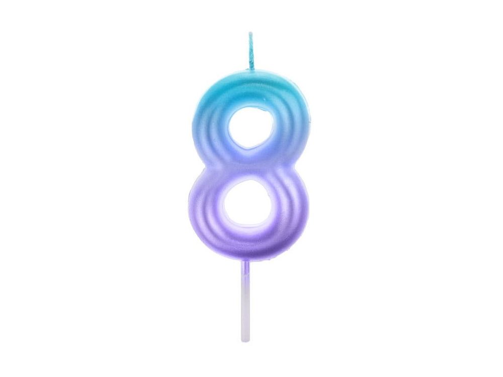 Birthday Candle number 8 - Party Time - ombre