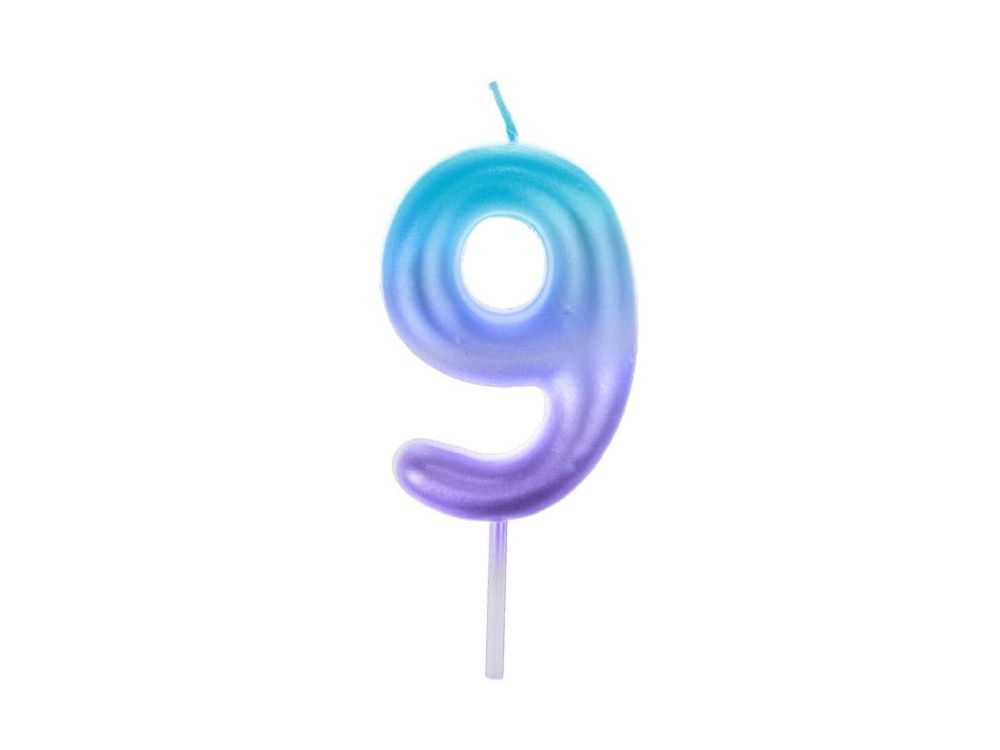 Birthday Candle number 9 - Party Time - ombre