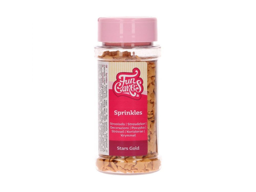 Sugar sprinkles - FunCakes - Stars, gold, 60 g