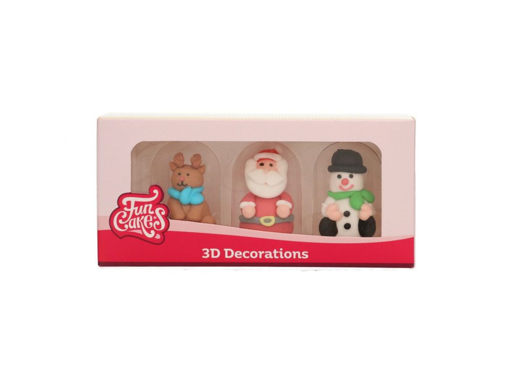 Sugar decorations - FunCakes - Reindeer, Santa, Snowman, 3 pcs.