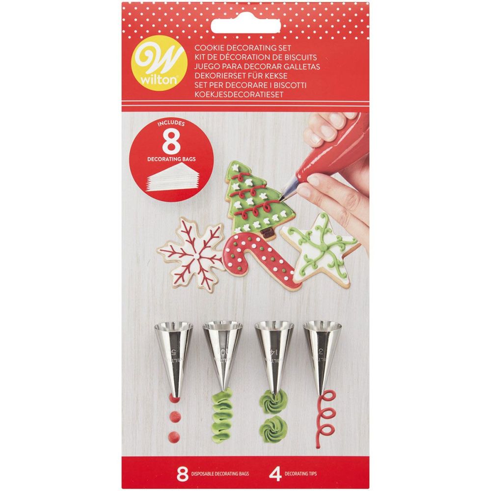 A set of tips and sleeves for decorating cookies - Wilton - Christmas, 12 pcs.