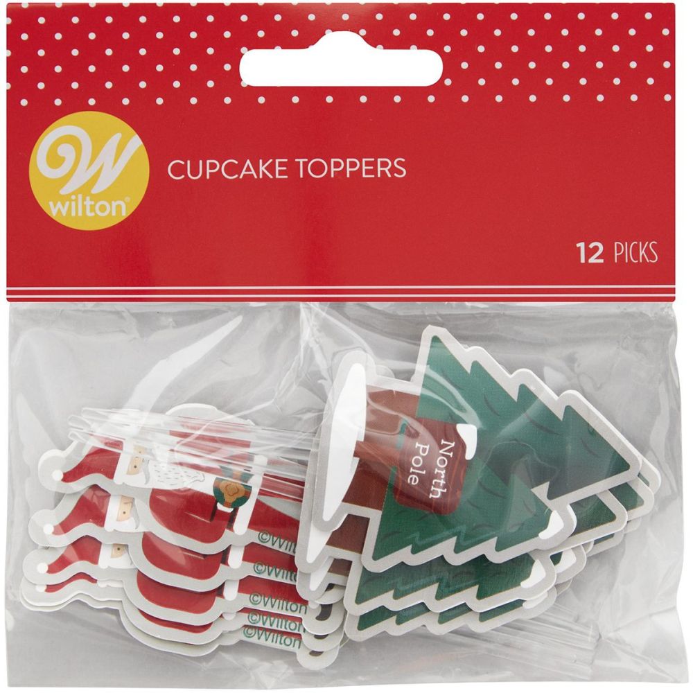 Muffin toppers - Wilton - Christmas trees and Santa Clauses, 12 pcs.
